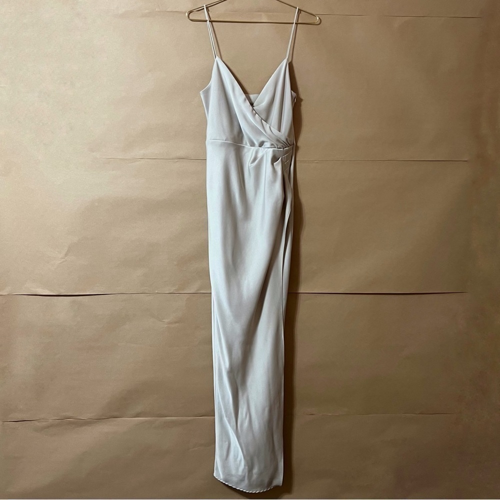 BHLDN Freya Satin Charmeuse Maxi Dress Pleated Slit Bridesmaid Size 6